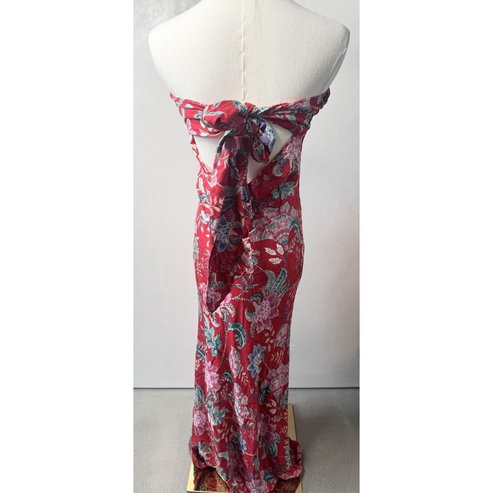 Vici‎ Women's Red Floral Tropical Tie-Back Maxi Dress Sz S - Picture 2 of 6
